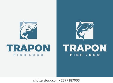 jumping tarpon fish logo design vector illustration