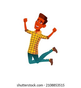 jumping teen boy young man. fun guy. jump male. vector illustration