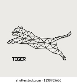 Jumping tiger abstract form from polygons.