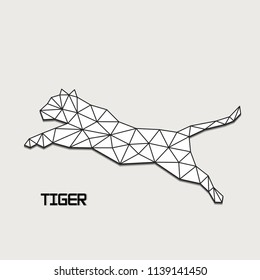 Jumping tiger abstract form from polygons.