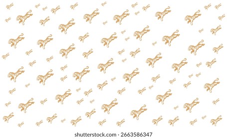 Jumping Tiger Pattern Vector in soft brown on white background