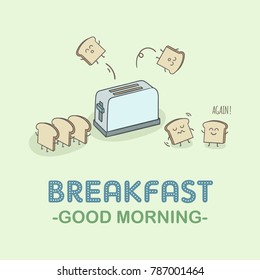 Jumping Toast Breakfast Good Morning