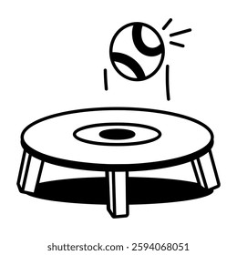 Jumping trampoline icon in doodle style 
