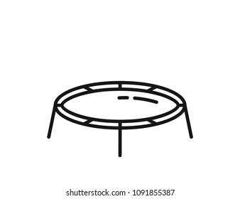 Jumping trampoline line icon on white background