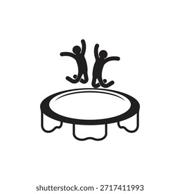 Conjunto de iconos de línea de trampolín de salto aislado sobre fondo blanco. Vector