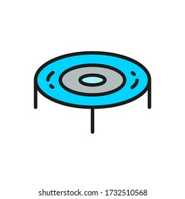 Springen Trampolin, Spielplatz flache Farbe Symbol.