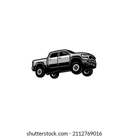 jumping truck vector in white background