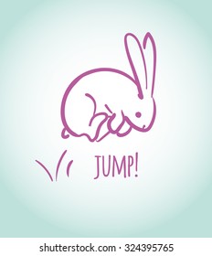 Jumping vector hand drawn rabbit