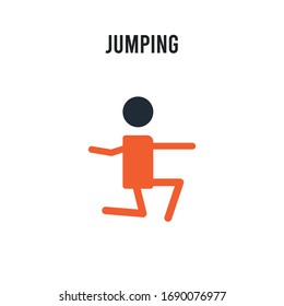 Jumping vector icon on white background. Red and black colored Jumping icon. Simple element illustration sign symbol EPS