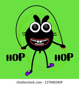 Jumping vector rabbit, cartoon illustration