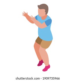 Jumping volleyball player icon. Isometric of jumping volleyball player vector icon for web design isolated on white background