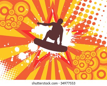 jumping wake boarder - vector