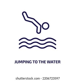 jumping to the water icon from activity and hobbies collection. Thin linear jumping to the water, water, activity outline icon isolated on white background. Line vector jumping to the water sign, 