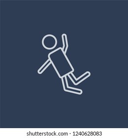 Jumping to the water icon. Trendy flat vector line Jumping to the water icon on dark blue background from Activity and Hobbies collection. 