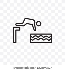 Jumping to the water vector linear icon isolated on transparent background, Jumping to the water transparency concept can be used for web and mobile