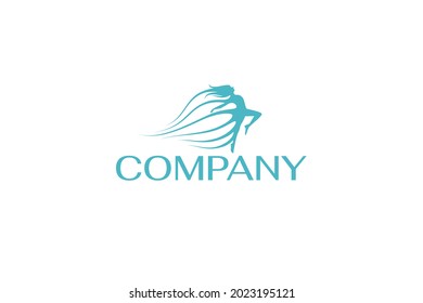 Jumping woman logo vector graphic for any business