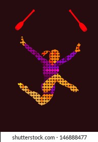 jumping woman,gymnastics,sports background.
