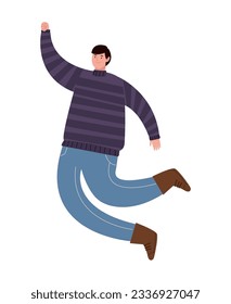 jumping young man avatar icon isolated