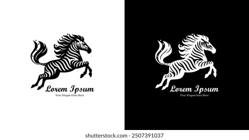 Jumping zebra-shaped design with modern style