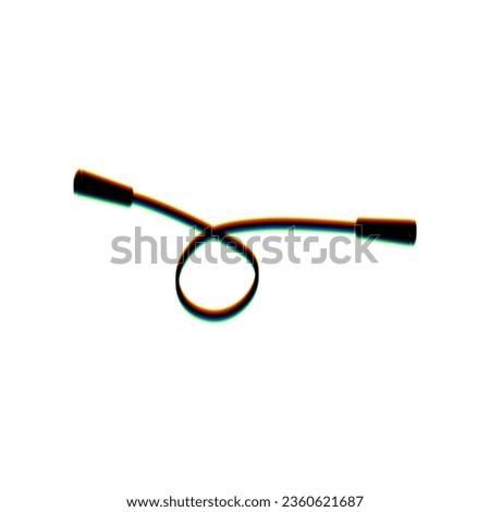 Jumping-rope sign. Black Icon with vertical effect of color edge aberration at white background. Illustration.