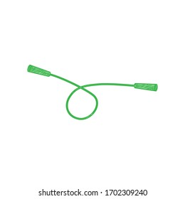 Jumping-rope sign. Green scribble Icon with solid contour on white background. Illustration.