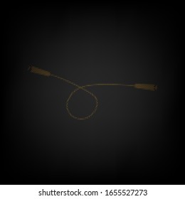 Jumping-rope sign. Icon as grid of small orange light bulb in darkness. Illustration.