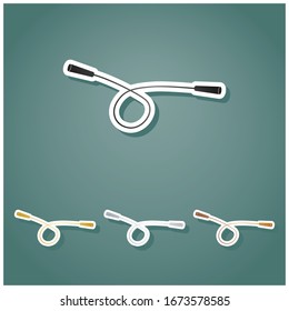 Jumping-rope sign. Set of metallic Icons with gray, gold, silver and bronze gradient with white contour and shadow at viridan background. Illustration.