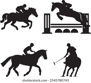 jumps; a collection of silhouettes of riders; illustration
