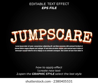 jumpscare text effect 3d editable text. vector template