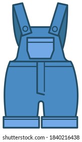 Jumpsuit with adjustable straps and pockets, denim clothes for kids. Isolated icon of clothing for children, blue jeans bodysuit for babies. Fashionable stylish apparel for kiddo, vector in flat