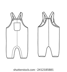 Jumpsuit for baby flat sketch illustration. Vector illustration design template.