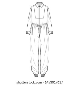 Jumpsuit fashion flat sketch template