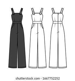 Jumpsuit Fashion Flat Sketch Template Stock Vector (Royalty Free ...