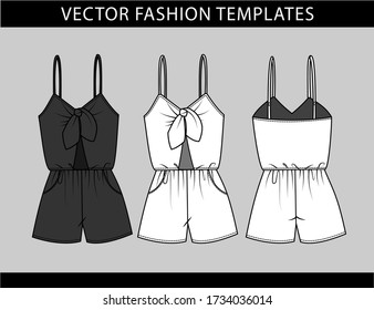 jumpsuit  fashion flat sketch template