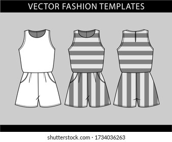 Jumpsuit  Fashion Flat Sketch Template