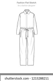 Jumpsuit fashion vector illustration flat sketches template