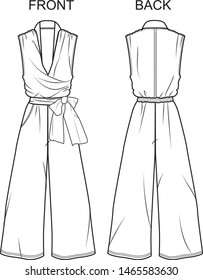Jumpsuit fashion vector illustration flat sketches template