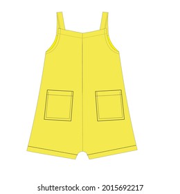 Jumpsuit Flat Sketch. Jumpsuit Drawing. Fashion jumpsuit design for girls vector