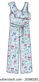 JUMPSUIT FOR GIRLS TEENS AND WOMEN WEAR VECTOR ILLUSTRATION