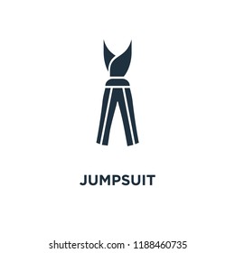 Jumpsuit icon. Black filled vector illustration. Jumpsuit symbol on white background. Can be used in web and mobile.
