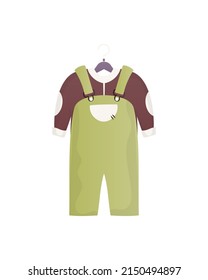 Jumpsuit und Jacke. Ein Set Kinderkleidung für einen Jungen. Einzeln. Cartoon-Stil. Vektorgrafik.