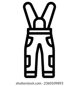 Jumpsuit line icon, World snowboard day concept, Sport pants sign on white background, snowboarding trousers icon in outline style for mobile concept and web design. Vector graphics