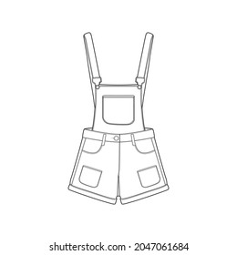 jumpsuit outline drawing vector, jumpsuit in a sketch style, trainers template outline, vector Illustration.