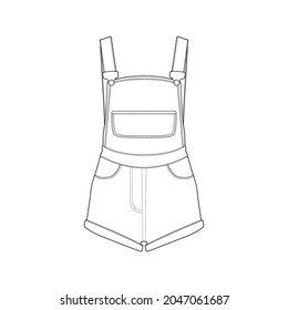 jumpsuit outline drawing vector, jumpsuit in a sketch style, trainers template outline, vector Illustration.
