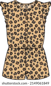 JUMPSUIT AND PLAYSUIT WITH LEOPARD SKIN PRINT VECTOR SKETCH