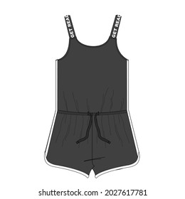 Jumpsuit Romper Sketch. Jumpsuit Drawing. Fashion jumpsuit design for girls flat sketch