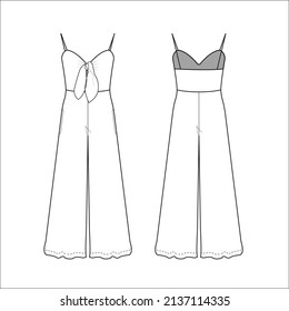 Jumpsuit sketch for ladies vector template