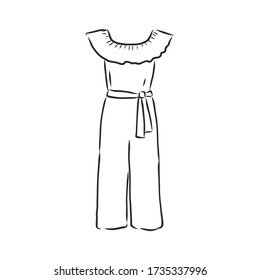 jumpsuit sketch. jumpsuit vector sketch illustration. clothes