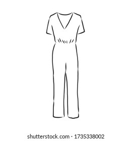 jumpsuit sketch. jumpsuit vector sketch illustration. clothes
