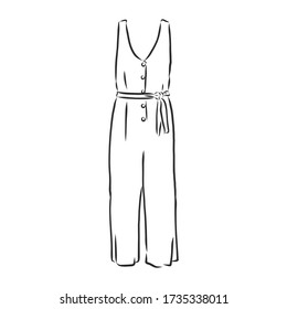 jumpsuit sketch. jumpsuit vector sketch illustration. clothes